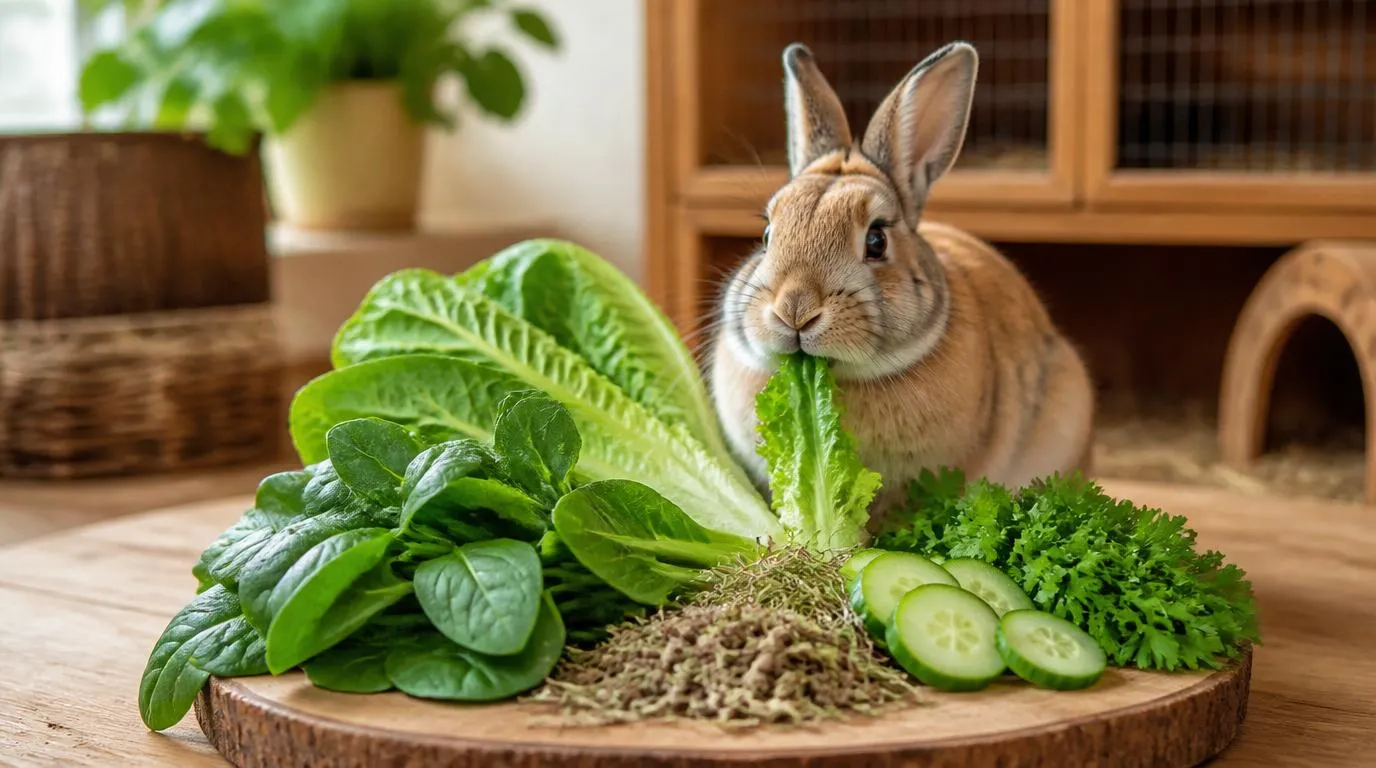 Fresh spinach and greens for rabbits